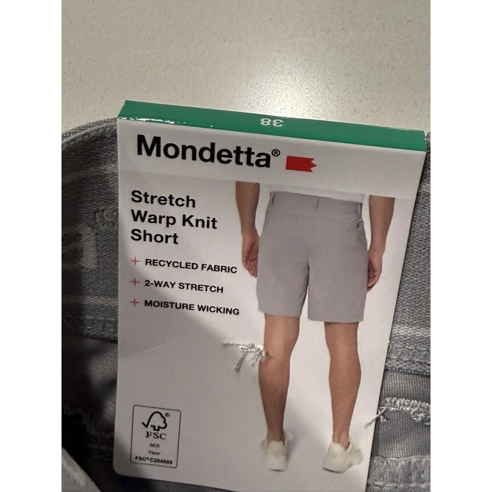 Mondetta Stretch Warp Knit Shorts Unisex 38 Gray Athletic Gym Training 9in_7